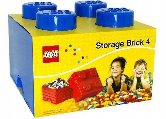 LEGO Storage Brick 4 - oppbevaringsboks med lokk - 25 x 25 cm - bright blue