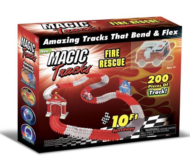 Magic Tracks Fire and Rescue Set - bilbane med brannbil som lyser