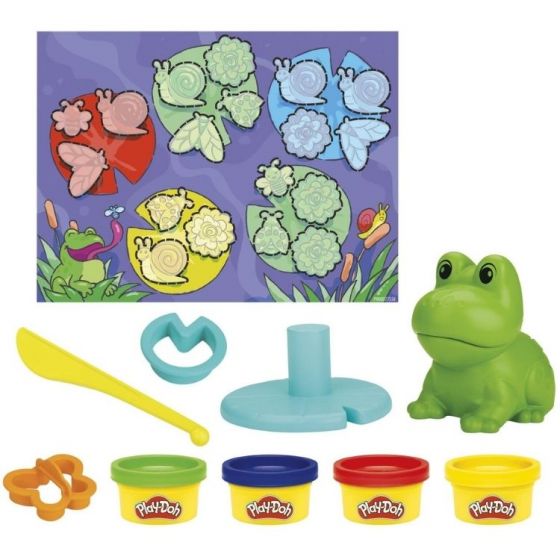 Play Doh Frog N Colours Starter Set - med en groda, 4 burkar lera, formar och verktyg