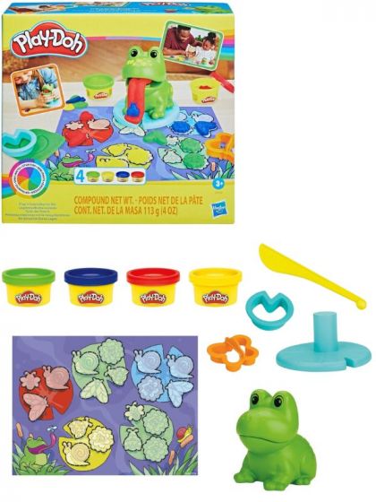 Play Doh Frog N Colours Starter Set - med en groda, 4 burkar lera, formar och verktyg
