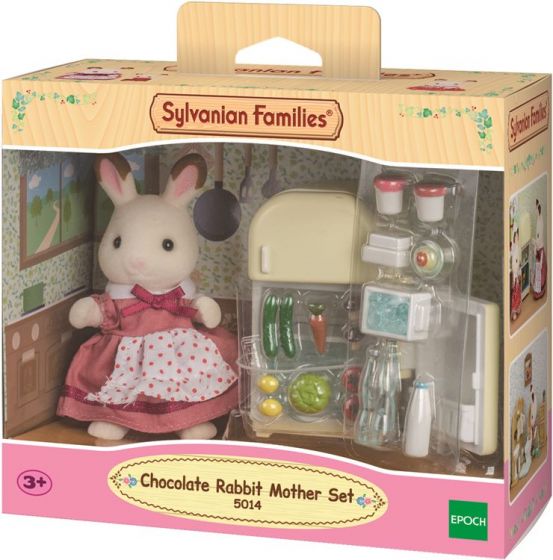 Sylvanian Families Chocolate kanin mammasett - figursett med kanin, kjøleskap og tilbehør