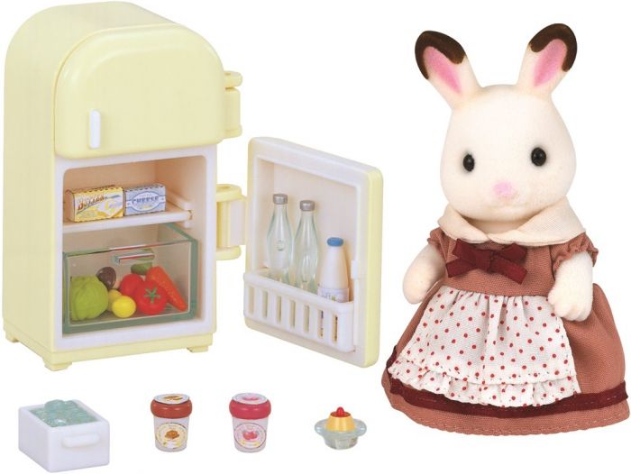 Sylvanian Families Chocolate kanin mammasett - figursett med kanin, kjøleskap og tilbehør