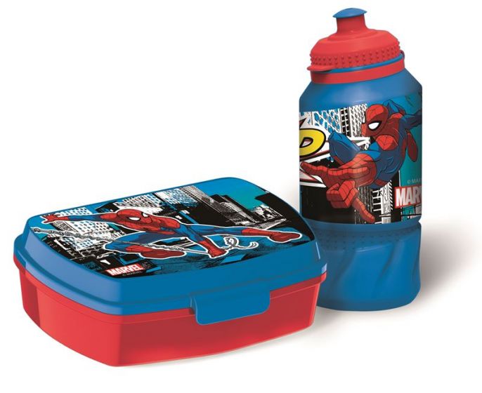SpiderMan rød matboks og drikkeflaske