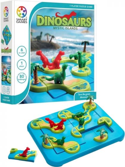 SmartGames Dinosaurs Mystic Islands - logikspil med 60 udfordringer med dinosaurer - fra 6 år