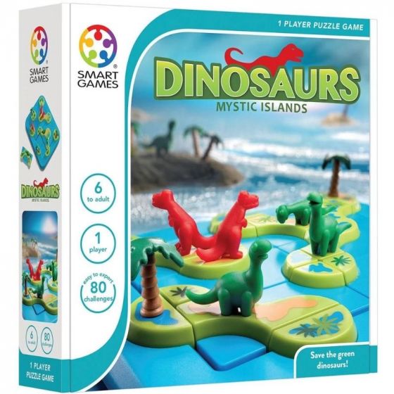 SmartGames Dinosaurs Mystic Islands - logikspil med 60 udfordringer med dinosaurer - fra 6 år