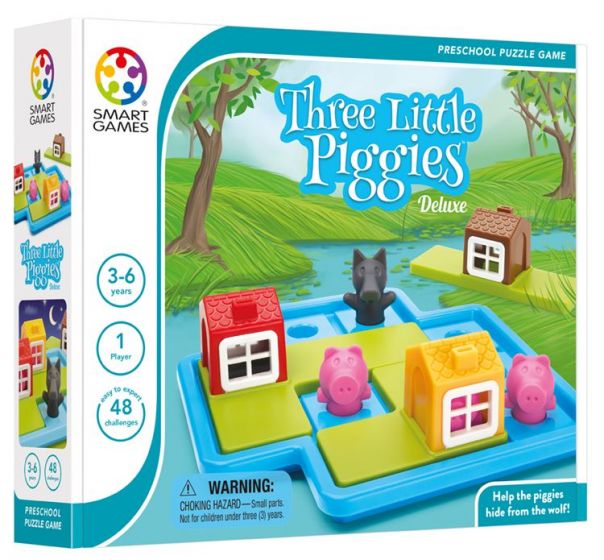 SmartGames Three Little Piggies - logikspel med 48 utmaningar med tre små grisar - från 3 år