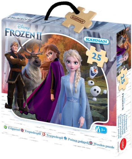 Disney Frozen puslespill i tre - 25 brikker - Anna, Elsa, Olaf, Kristoffer og Svein