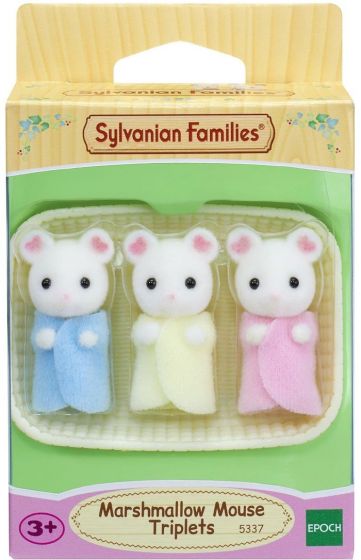 Sylvanian Families Marshmallow Mustrillingar - 3 babyfigurer med korg