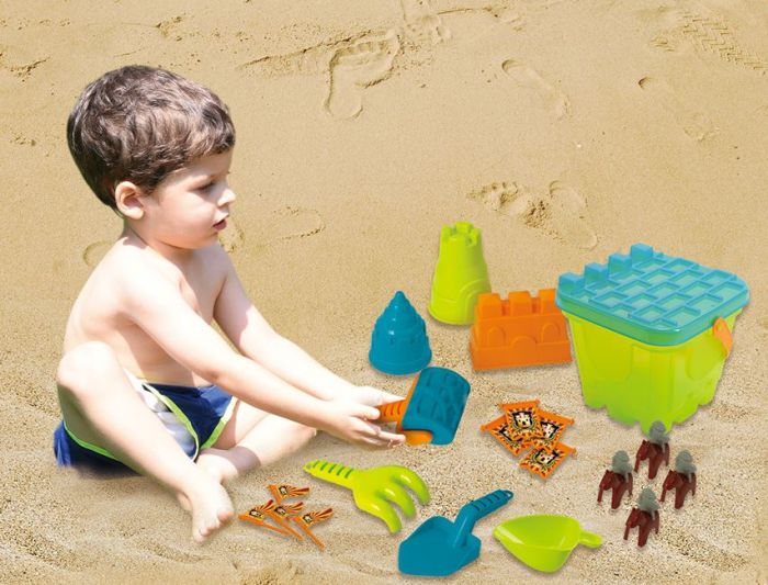 Playgo sandslott deluxe lekesett - med bøtte, spade, rake, former og tilbehør