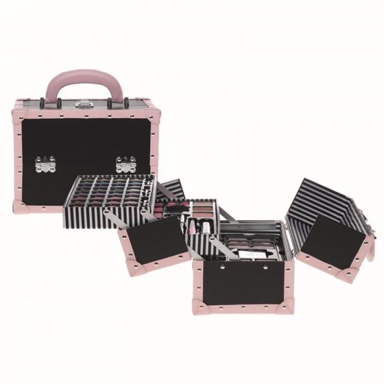 Casuelle make-up kuffert til børn - sort/lyserød deluxe version