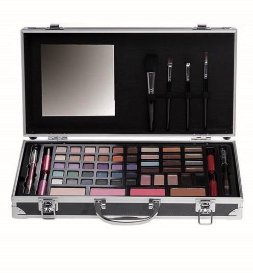 Casuelle makeup kuffert i sort med indhold - 60 dele