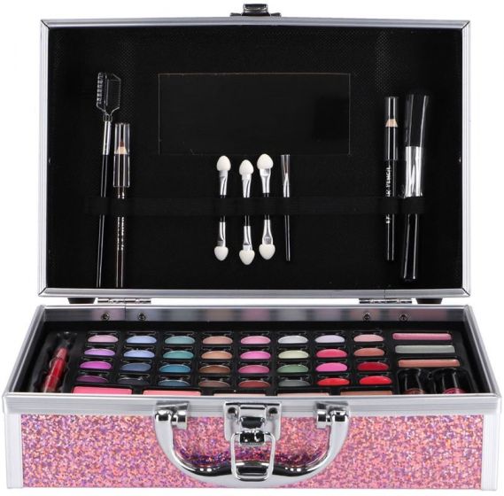 Casuelle Deluxe sminkekoffert med speil - Pink Glamour