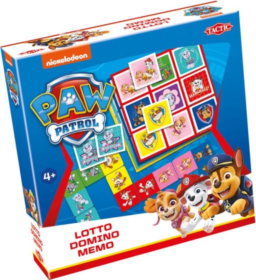 PAW Patrol 3-i-1 spel - Lotto, Domino och memory - barnspel