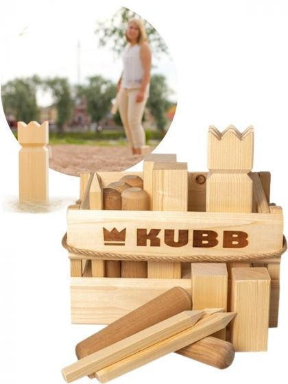 Kubb Deluxe  - Trädgårdsspel i trä med förvaringsskrin