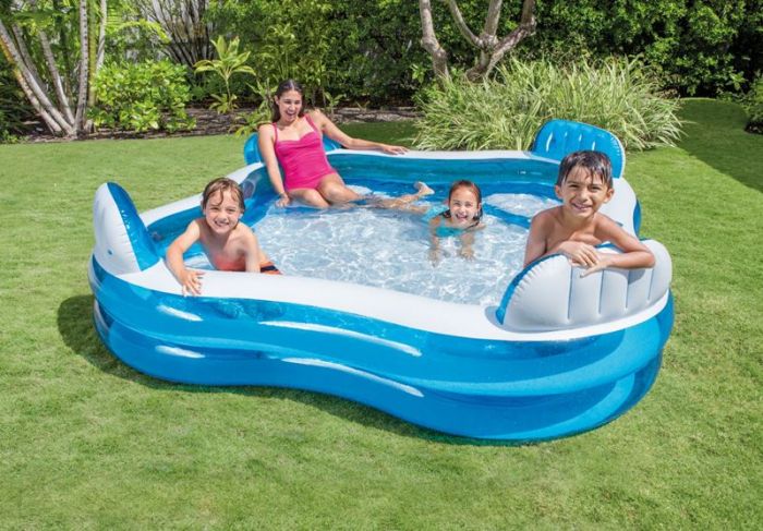Intex Swim Center Family Lounge Pool - oppusteligt bassin med 4 sæder - 229 x 229 x 66 cm