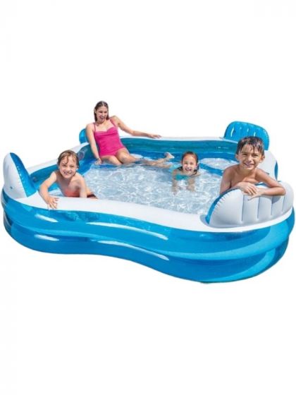 Intex Swim Center Family Lounge Pool - uppblåsbar bassäng med 4 sittplatser - 229 x 229 x 66 cm