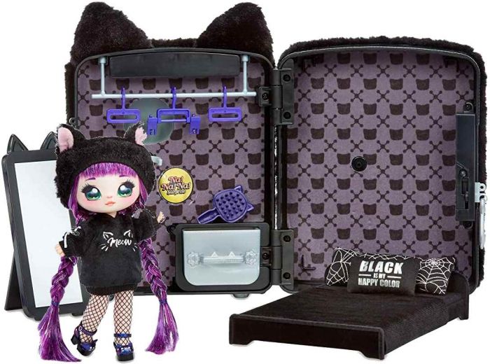 Na Na Na Surprise 3-in-1 BackPack Bedroom Playset - Black Kitty med limited edition docka