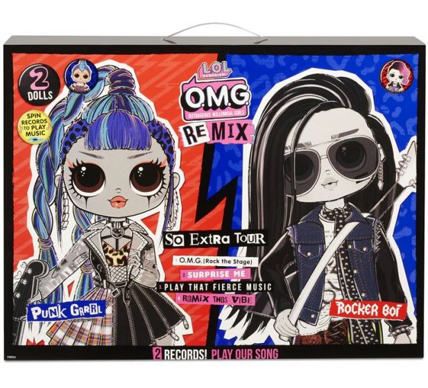 LOL Surprise OMG Remix 2-Pack - Rocker Boi och Punk Grrrl musikdockor - spela dockornas musik