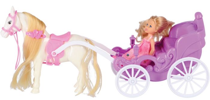 Hest og vogn figursett med prinsessedukke
