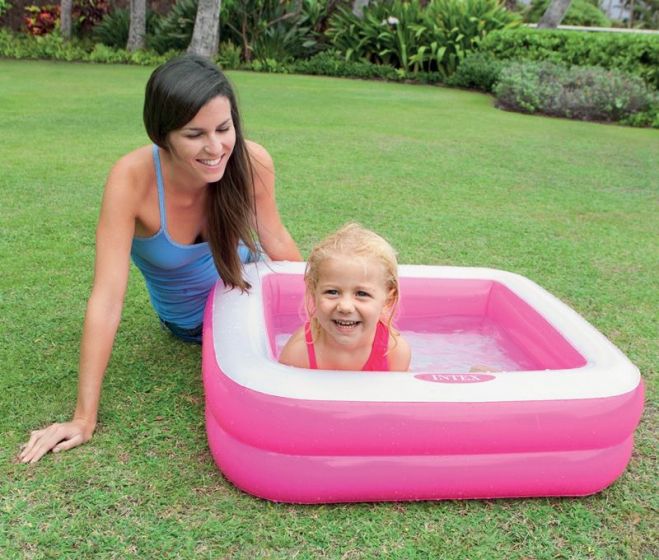 Intex Play Box Pool - uppblåsbar barnbassäng - 57 liter - rosa