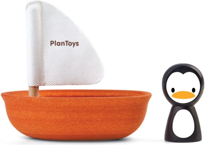 PlanToys segelbåt med pingvin