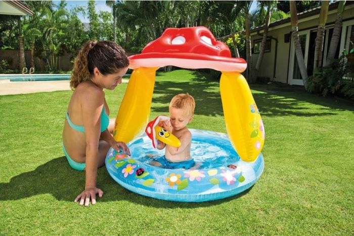 Intex Mushroom Baby Pool - oppblåsbart soppformet babybasseng med tak - 45 liter