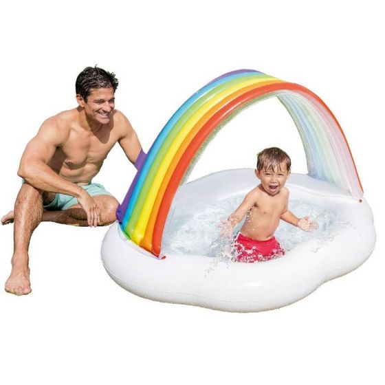 Intex Rainbow Cloud Baby Pool - oppblåsbart barnebasseng med regnbue - 82 liter