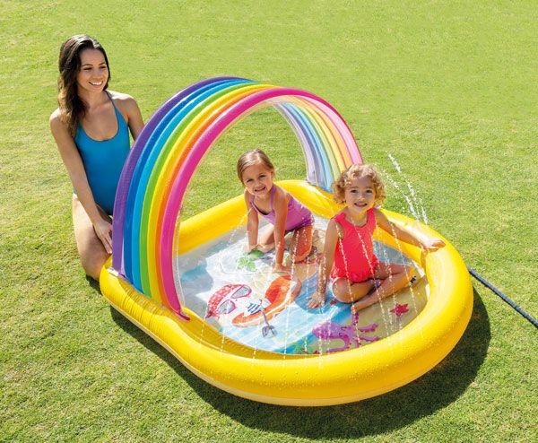 Intex Rainbow Arch Spray - uppblåsbar pool med inbyggd vattenspridare - 84 liter