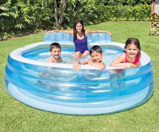 Intex Swim Center - blå familiebassin med lounge - 590 liter