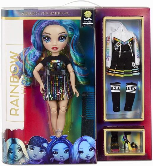 Rainbow High Fashion Doll - Amaya Raine dukke med 2 antrekk - Rainbow dukke 28 cm