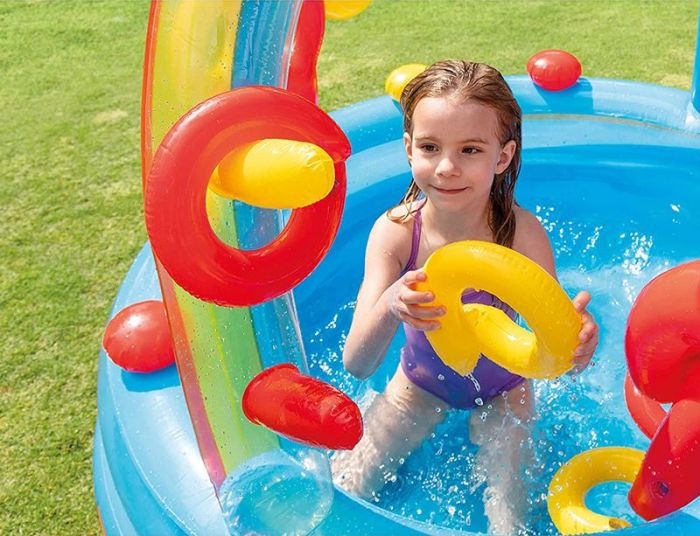 Intex Rainbow Ring Pool aktivitetscenter - pool med spil og bruser - 380 liter