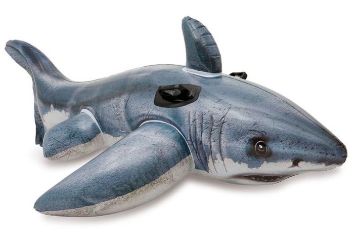 Intex Great Shark Ride-on - oppblåsbar hai badeleke med håndtak - 172 cm