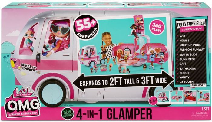 LOL Surprise OMG Glamper - 4 i 1 campingbil med ljud och ljus - 55 delar - silver