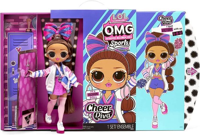 LOL Surprise OMG Sports - Cheer Diva dukke med 20 overraskelser 