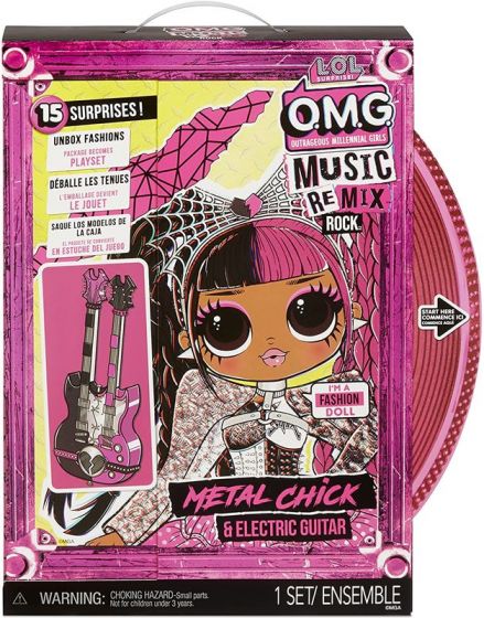 LOL Surprise OMG Remix Rock dukke med musikk - Metal Chick med el-gitar og 15 overraskelser 