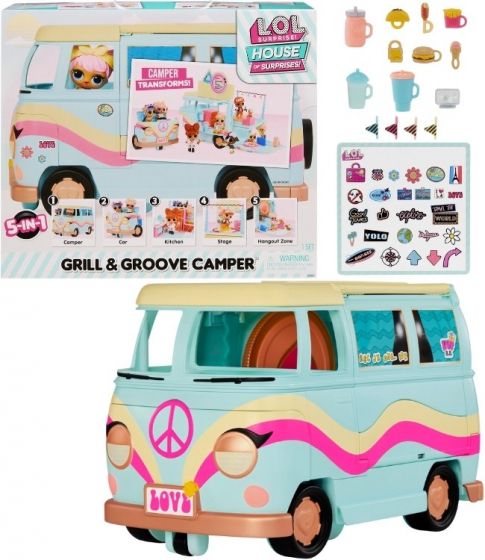 LOL Surprise Grill & Groove 5i1 Camper - legetøjsbil og camper med tilbehør og klistermærker