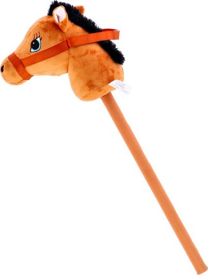 Kjepphest med lyd - brun hest med rød grime - 70 cm