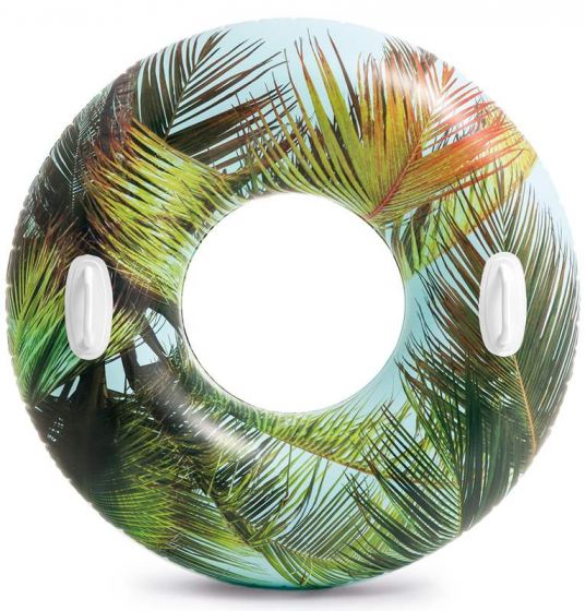 Intex Lush Tropical Transparent Tube - badring med handtag - 97 cm - Palm