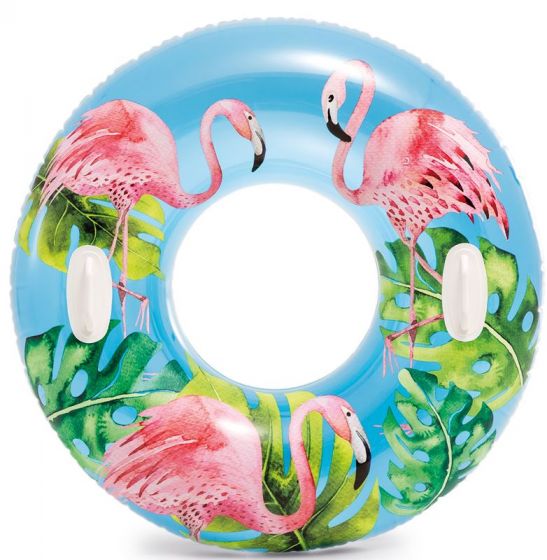 Intex Lush Tropical Transparent Tube - badering med håndtag - 97 cm - Flamingo