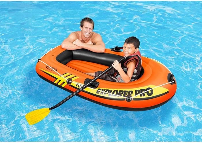 Intex Explorer Pro 100 - uppblåsbar orange båt för en person - 160 x 94 cm