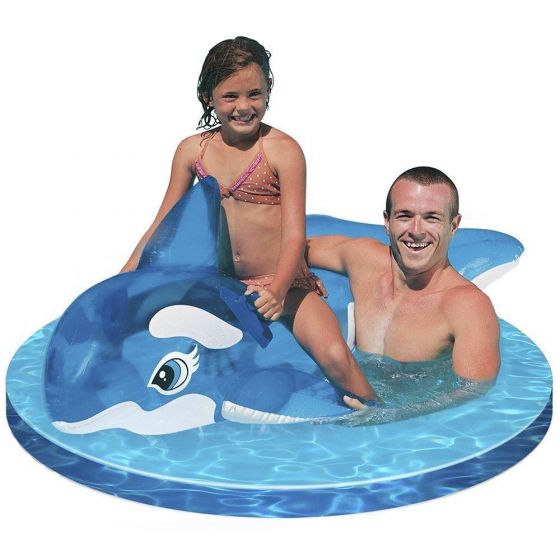 Intex Lil' Whale Ride-on - uppblåsbar badleksak med handtag - späckhuggare - 163 x 76 cm