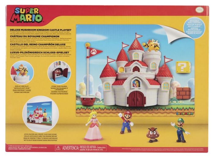 Nintendo Super Mario Mushroom Kingdom lekesett  - med slott og Bowser 6 cm