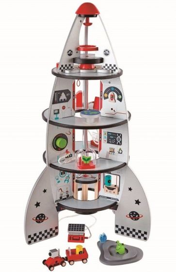 Hape Romrakett i fire etasjer med astronaut, romvesen og tilbehør - 74 cm
