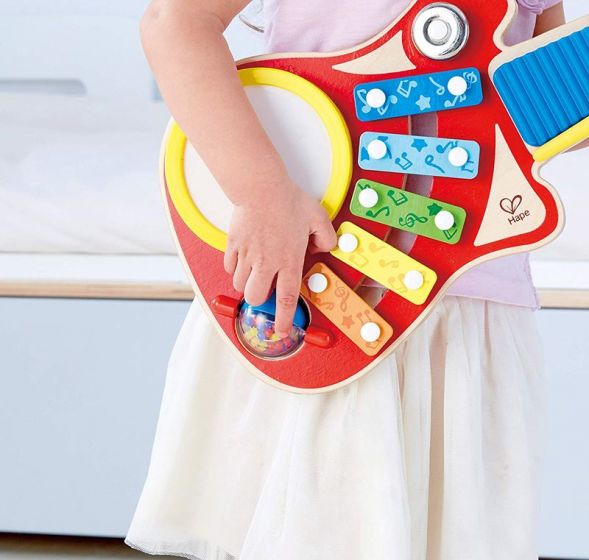Hape 6-i-1 gitarr för barn - musikleksak med 6 instrument