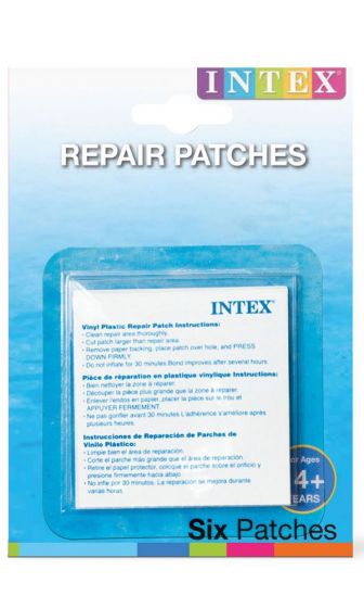 Intex reparasjonssett til oppblåsbare produkter - 6 selvklebende vinyllapper - 7x7 cm