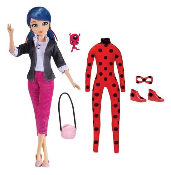 Miraculous Superhero Secret - dukke med bevegelige ledd og to antrekk - Marinette og Ladybug - 26 cm