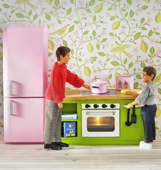 Lundby Kjøkken med komfyr og kjøleskap - møbler til dukkehus