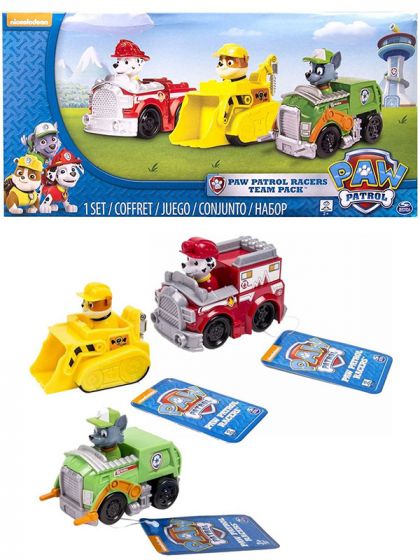 PAW Patrol Rescue Racers 3-pk - Marshall, Rubble og Rocky