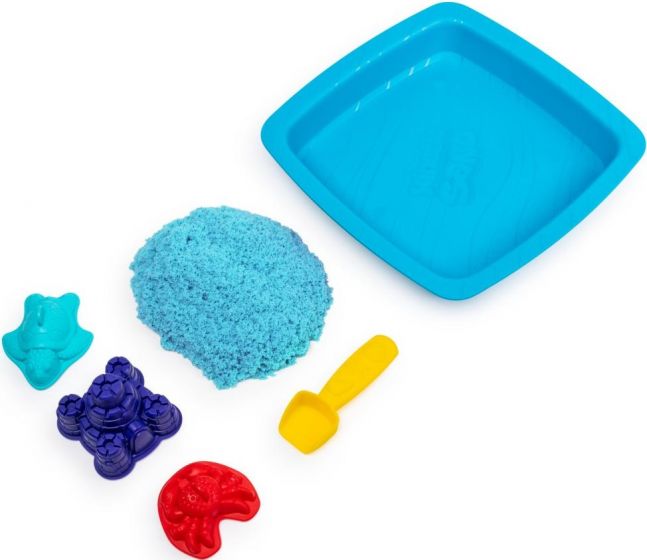 Kinetic Sand blå sandlådeset med spade och 3 formar - 454 g