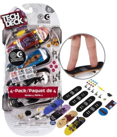 Tech Deck mini skateboard 4-pack - multipack med brett, skruer og hjul